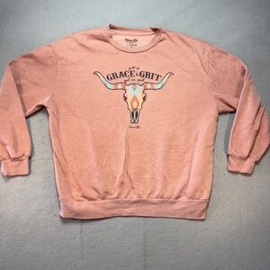Blessed Girl Grace and Grit‎ Steer Skull Sweatshirt Proverbs 31:25 Size XL Faith